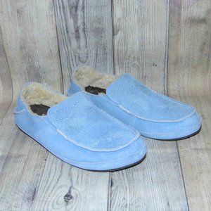 OLUKAI Nohea Lanai Breeze (Light Blue) Suede Slippers Womens Size 11